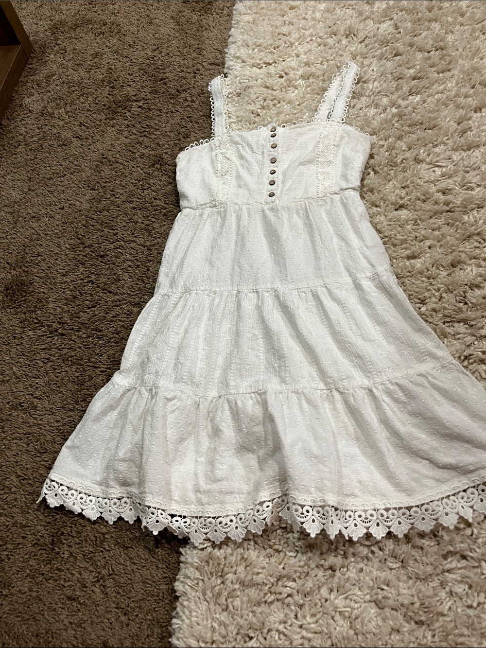 Women’s miss me White Eyelet Sundress with Lace Trim